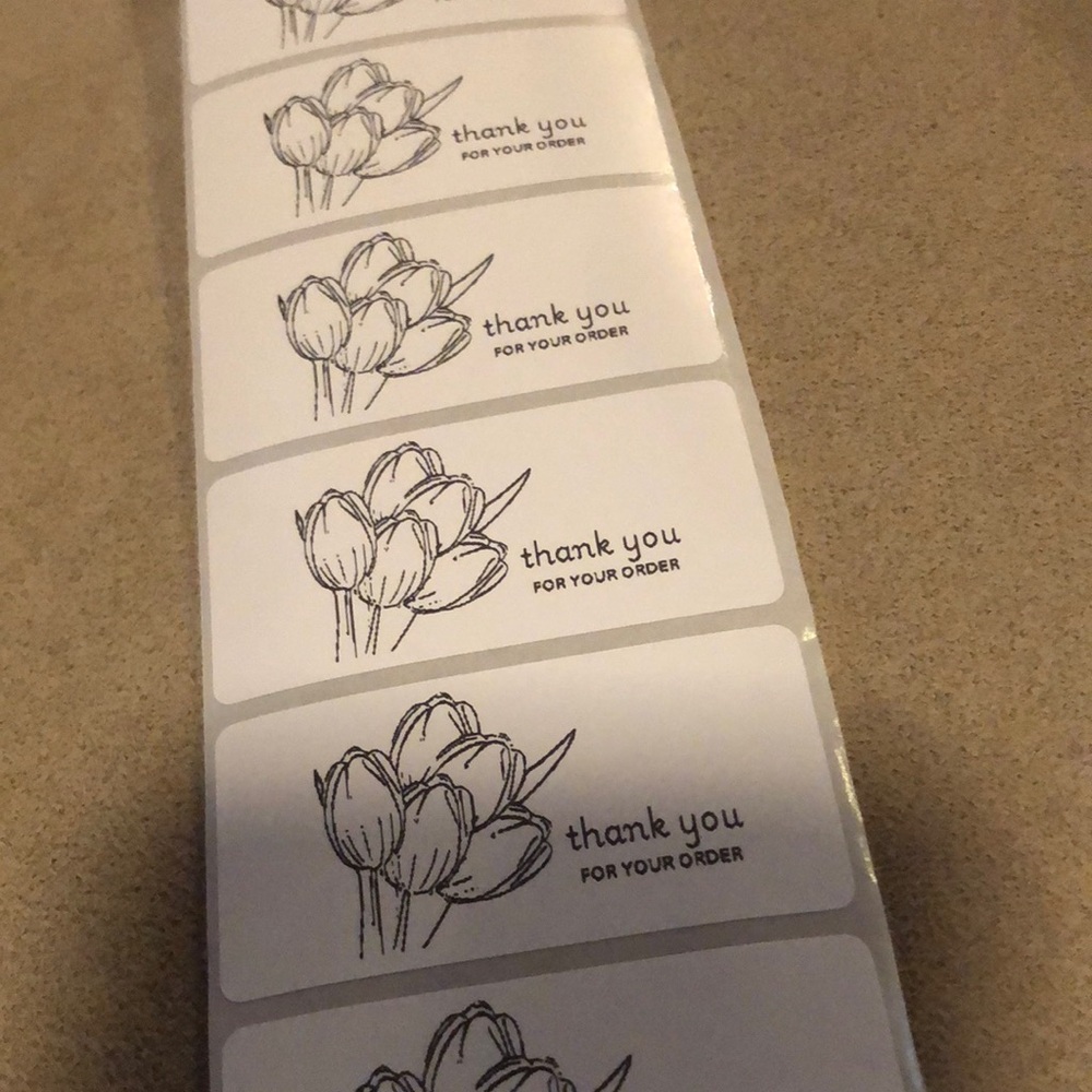 30 Custom Thank You Stickers with Tulip Design